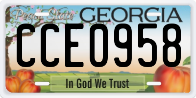 GA license plate CCE0958