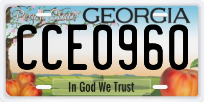 GA license plate CCE0960