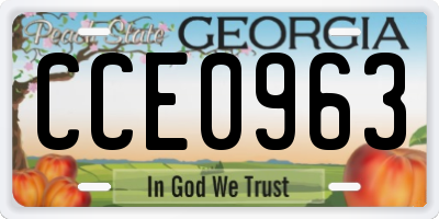 GA license plate CCE0963