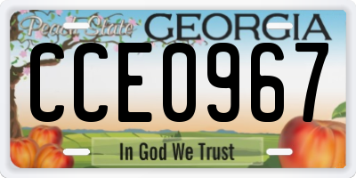 GA license plate CCE0967