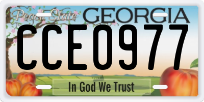 GA license plate CCE0977