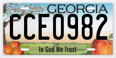 GA license plate CCE0982