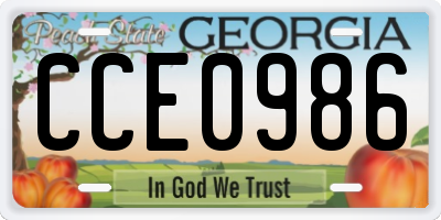 GA license plate CCE0986