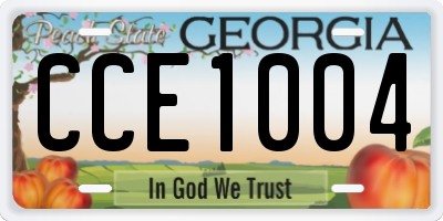 GA license plate CCE1004
