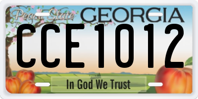 GA license plate CCE1012