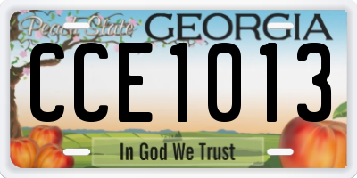 GA license plate CCE1013