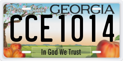 GA license plate CCE1014