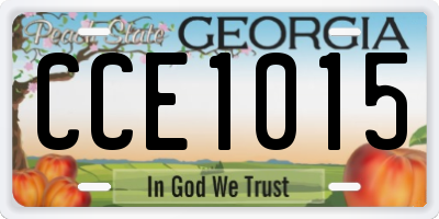 GA license plate CCE1015