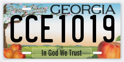 GA license plate CCE1019