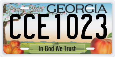 GA license plate CCE1023