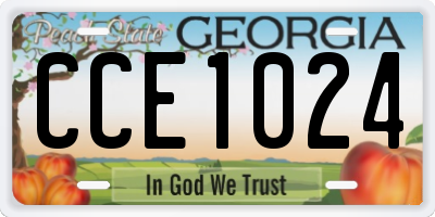 GA license plate CCE1024