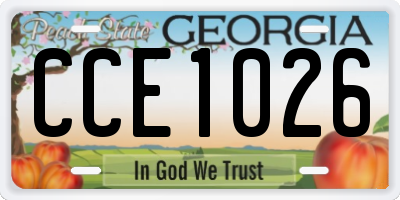GA license plate CCE1026