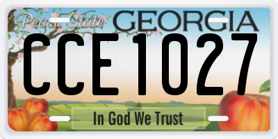 GA license plate CCE1027