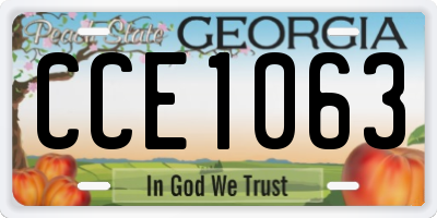 GA license plate CCE1063