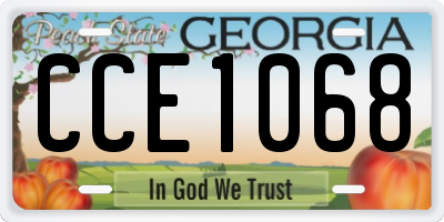 GA license plate CCE1068