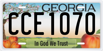 GA license plate CCE1070