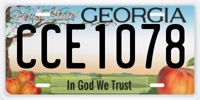 GA license plate CCE1078
