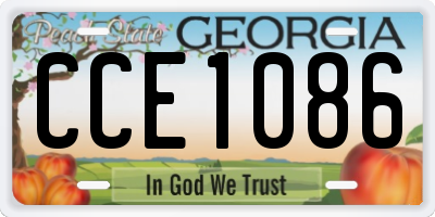 GA license plate CCE1086