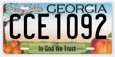 GA license plate CCE1092