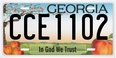 GA license plate CCE1102