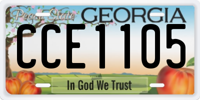 GA license plate CCE1105