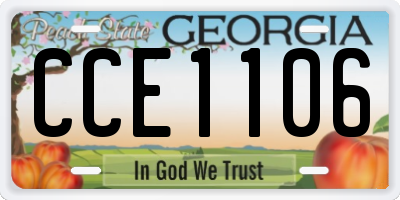 GA license plate CCE1106