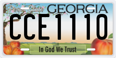 GA license plate CCE1110