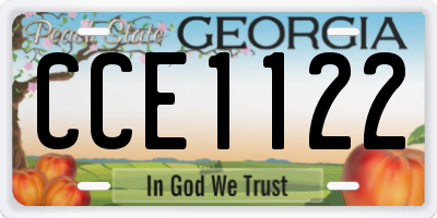 GA license plate CCE1122