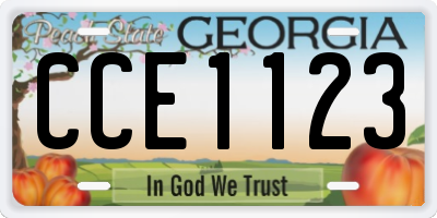 GA license plate CCE1123
