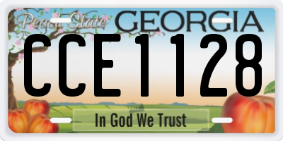 GA license plate CCE1128