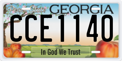 GA license plate CCE1140