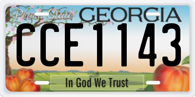 GA license plate CCE1143