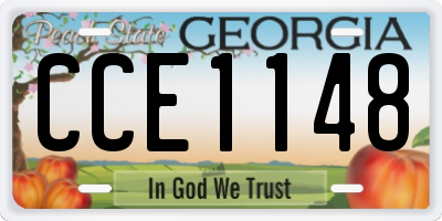 GA license plate CCE1148
