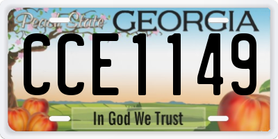 GA license plate CCE1149