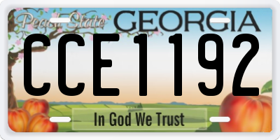 GA license plate CCE1192