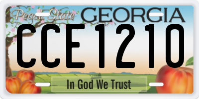 GA license plate CCE1210
