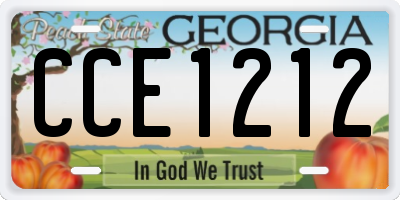 GA license plate CCE1212