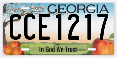 GA license plate CCE1217