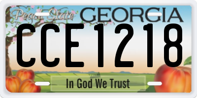 GA license plate CCE1218