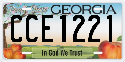 GA license plate CCE1221