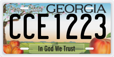 GA license plate CCE1223