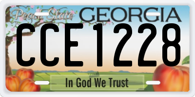 GA license plate CCE1228