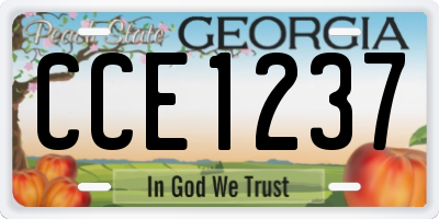 GA license plate CCE1237