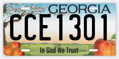GA license plate CCE1301