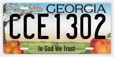 GA license plate CCE1302