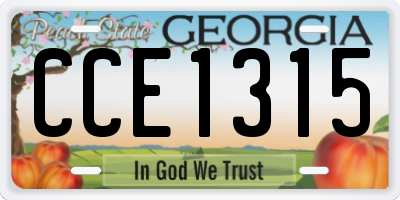 GA license plate CCE1315