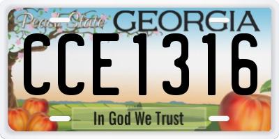 GA license plate CCE1316