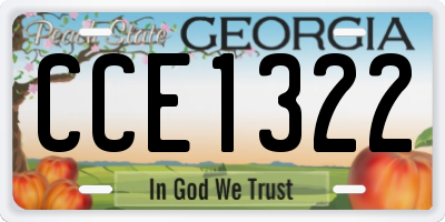 GA license plate CCE1322