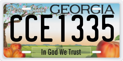 GA license plate CCE1335