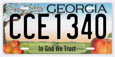 GA license plate CCE1340